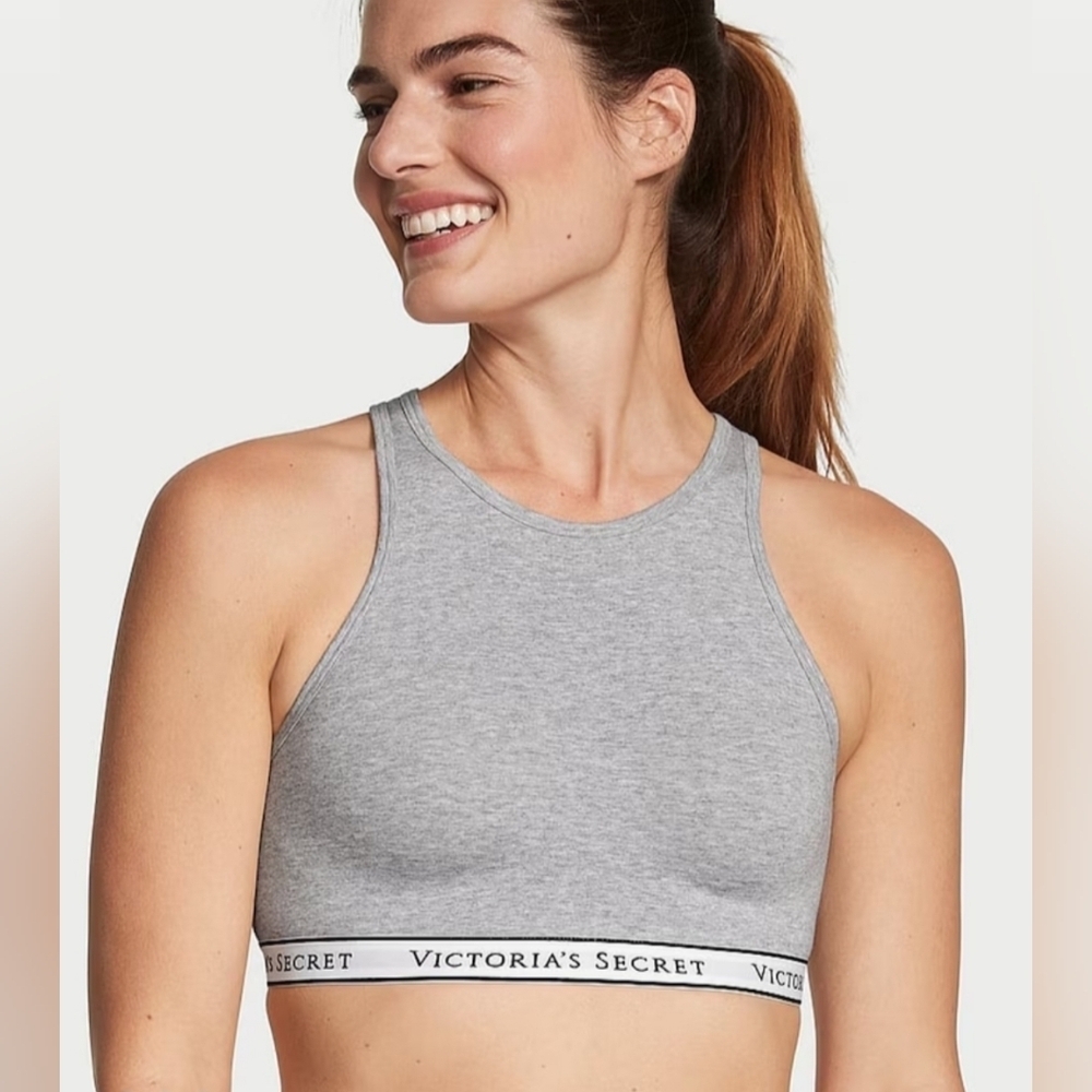 Victoria's Secret Sports Bra Heather Grey Bralette Low Impact T-Shirt Bra Medium